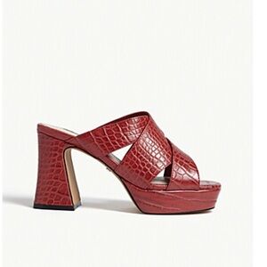 Topshop Crimson Richmond Croc-Embossed Mules